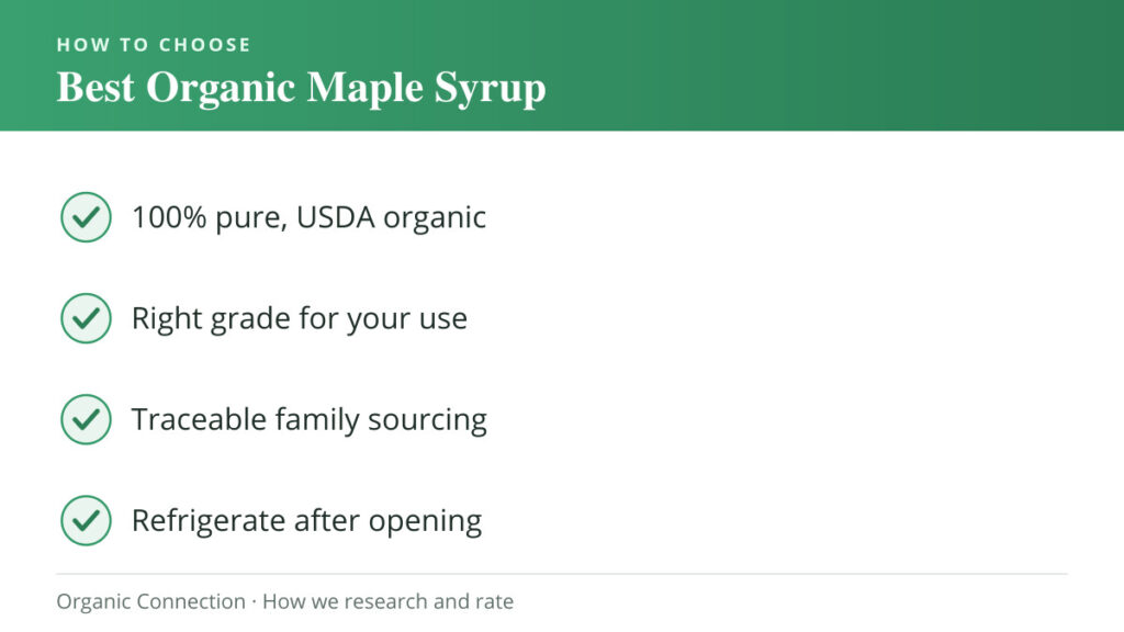 Best Organic Maple Syrup buying criteria