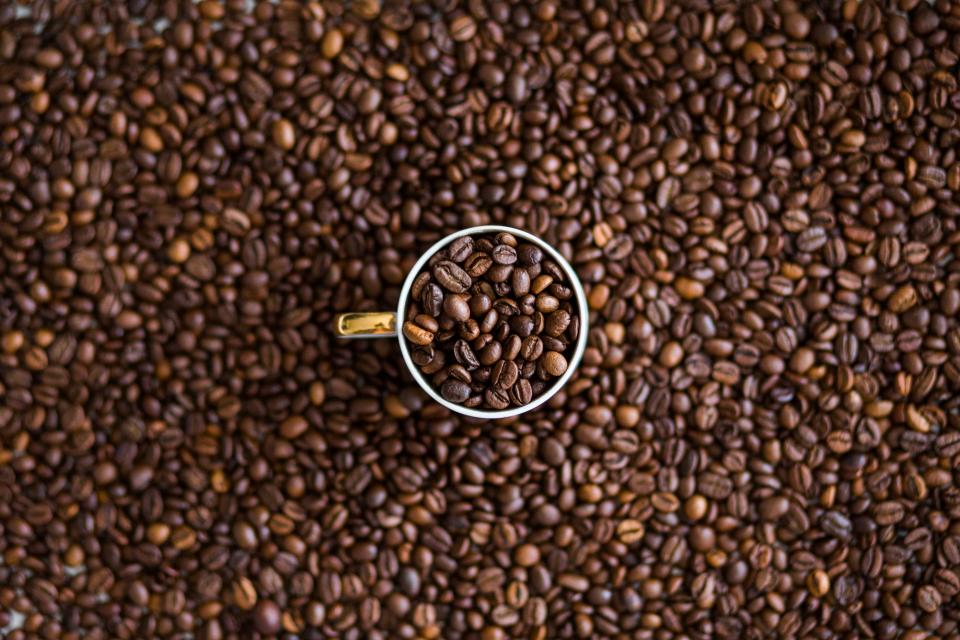 Roasted organic coffee beans