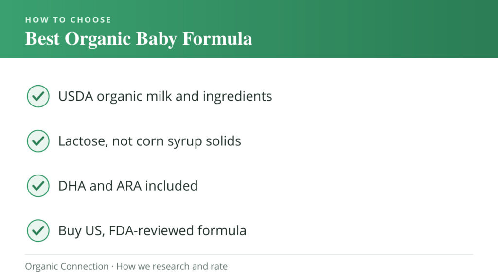 Best Organic Baby Formula buying criteria