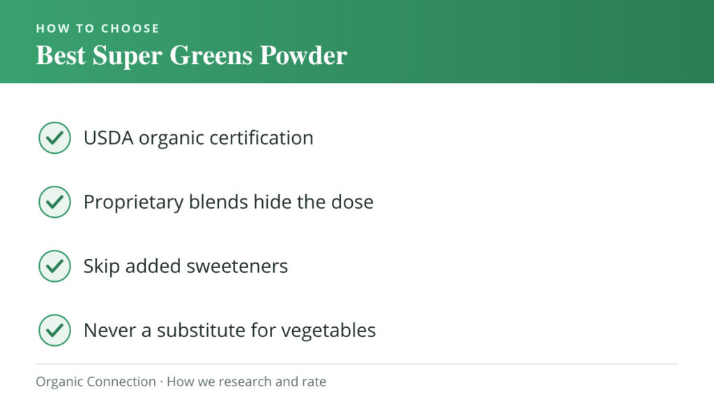 Best Organic Super Greens Powder buying criteria
