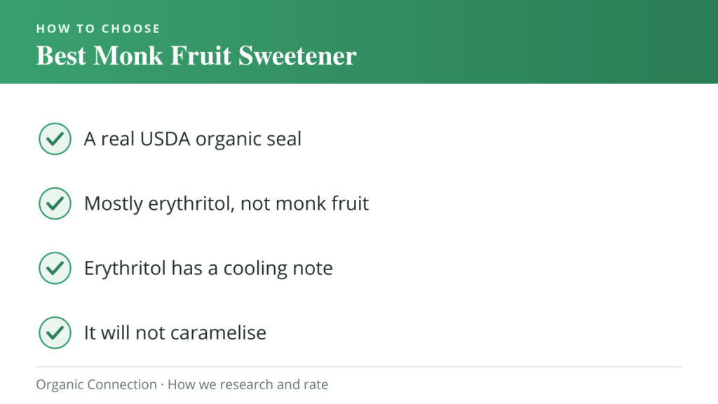 Best Organic Monk Fruit Sweetener buying criteria