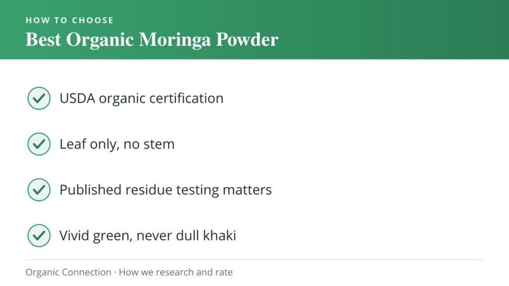 Best Organic Moringa Powder buying criteria