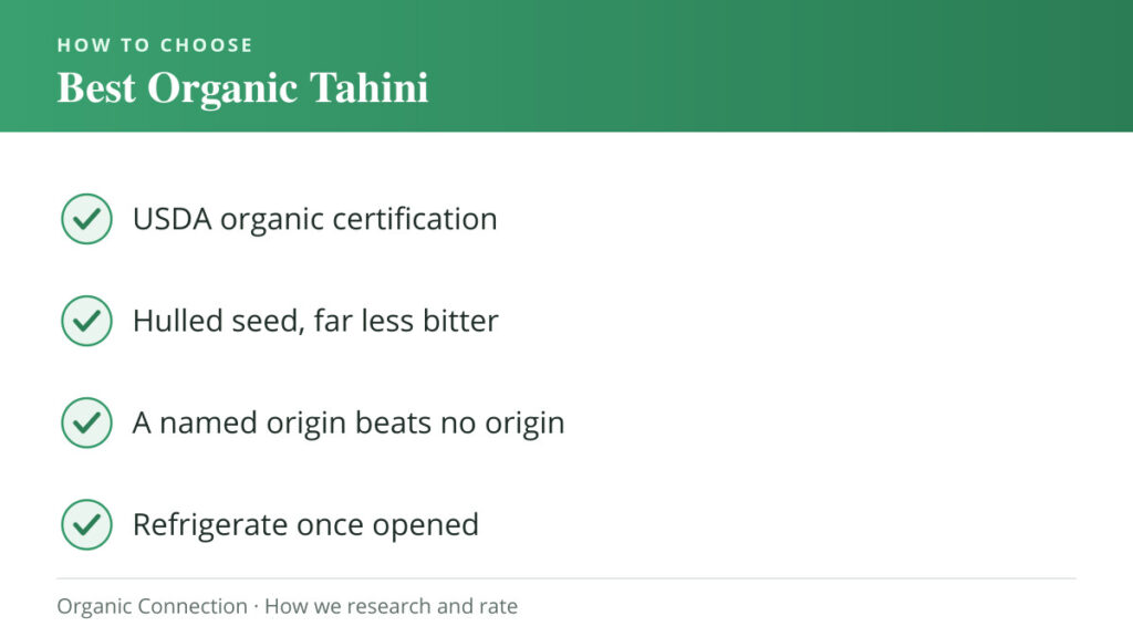 Best Organic Tahini buying criteria