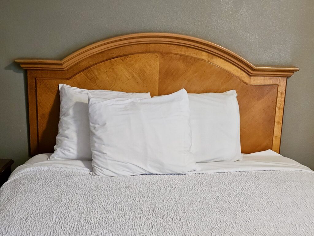 Pillows on a hotel bed