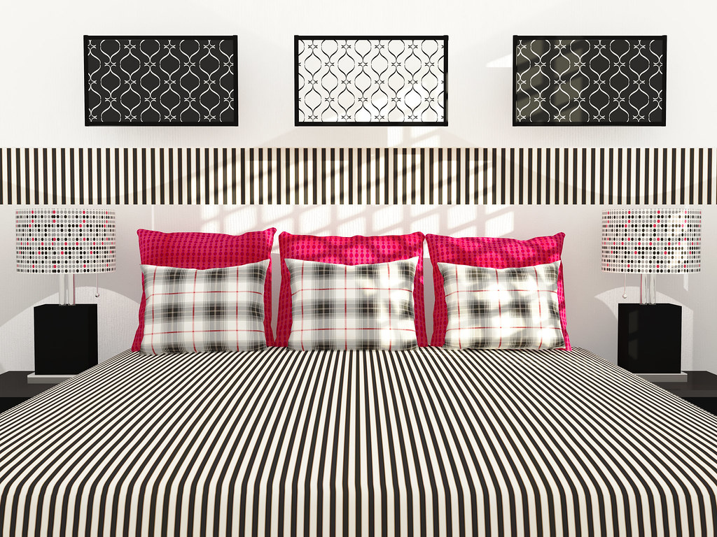 Pillows on a made bed